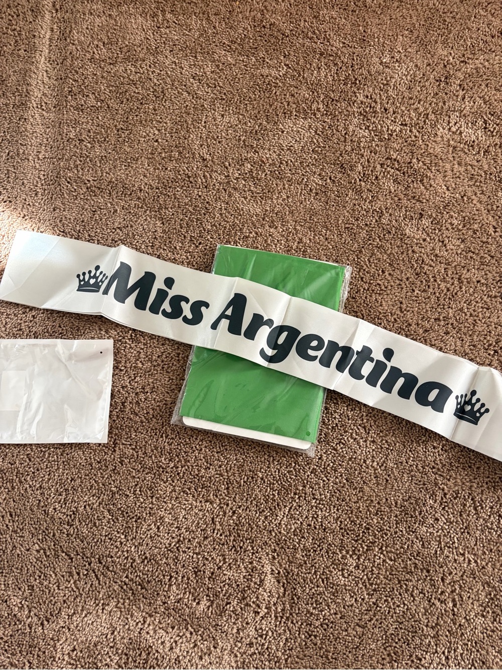 Miss Argentina sash with green tights